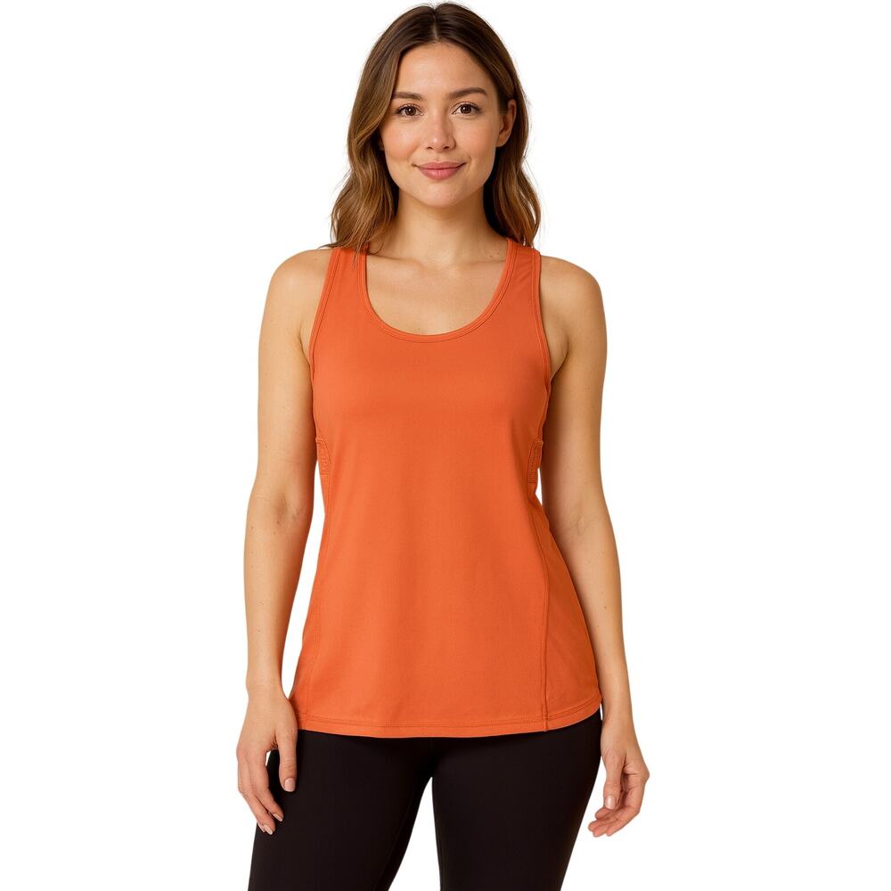 Zyia Active Orange Mesh Tank Top Women's Large Zip Pocket